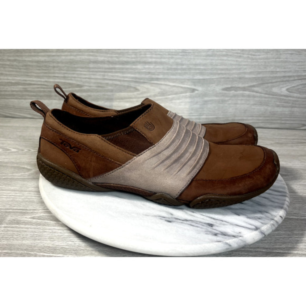 Teva Comfort Shoes Womens‎ Size 8.5 Brown Leather Slip On 6042 Outdoor Low Top - Picture 2 of 10